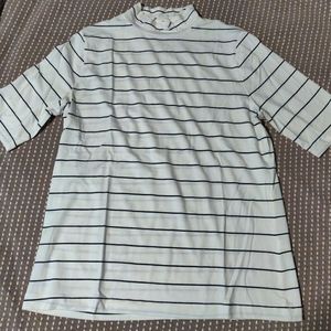 Banana Republic factory, size medium, white striped mock turtleneck. Like new